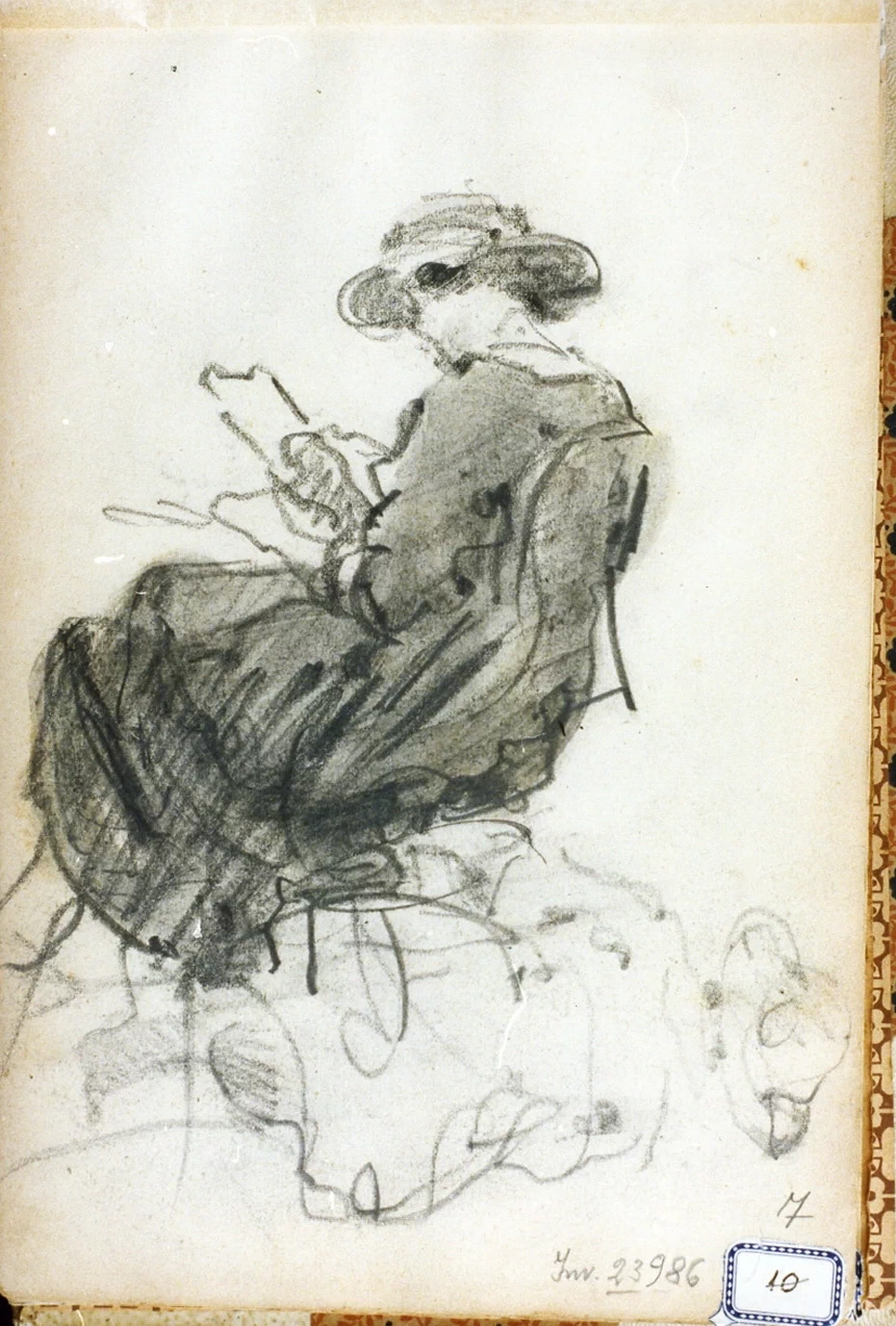 Studio di figura femminile seduta che legge - Certosa di san Martino, Napoli